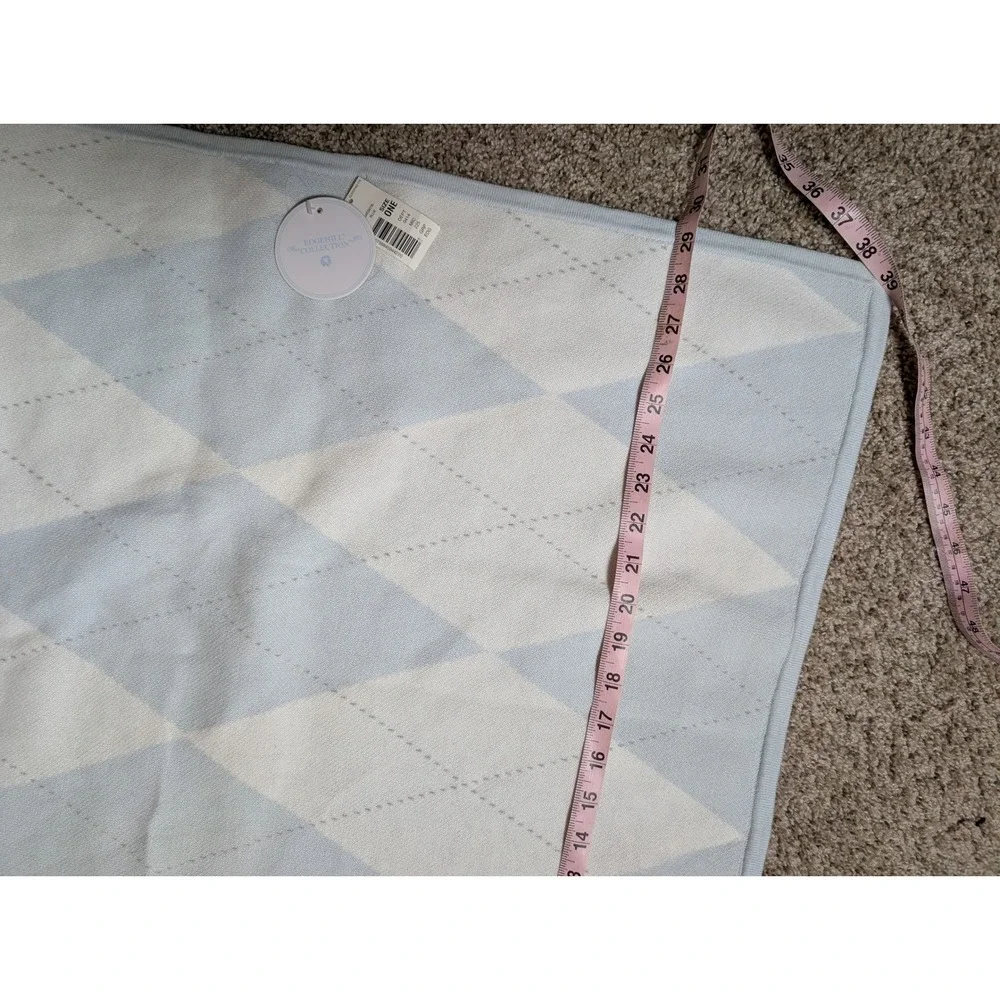 NEW Edgehill Collection Baby Blanket Blue White Argyle Knit Preppy Nursery